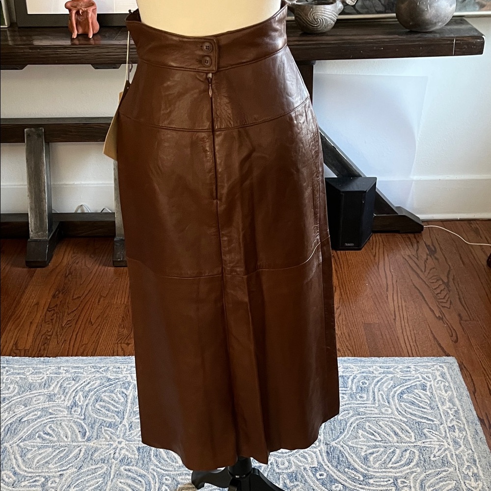 Anne Klein Rich Brown Leather Pencil Skirt vintage 80’s - Picture 5 of 7